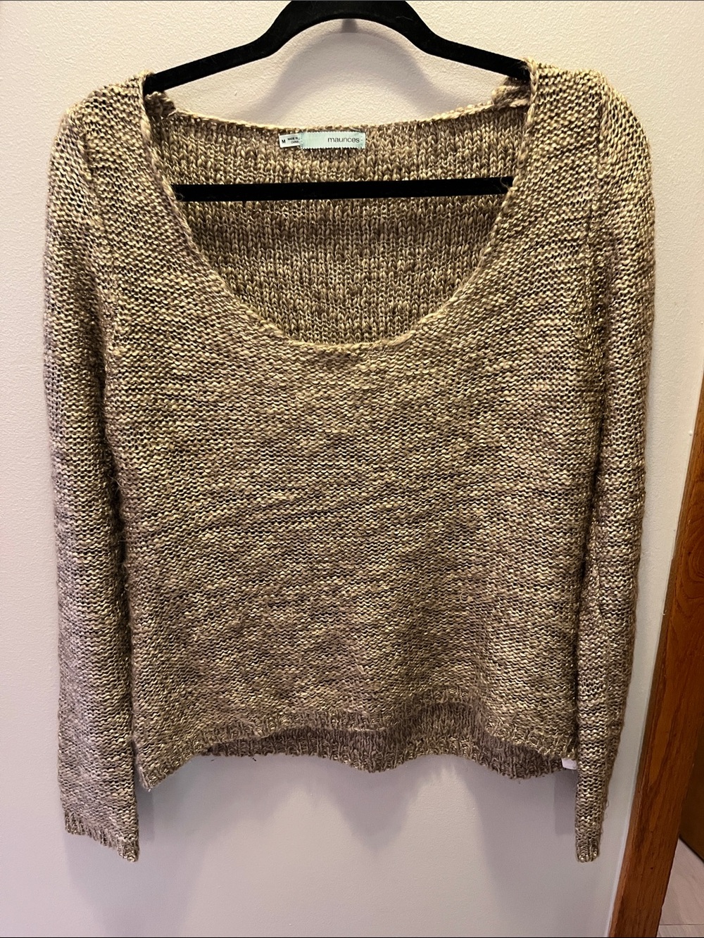 Maurices Neutral Taupe Scoop Neck Knit Sweater